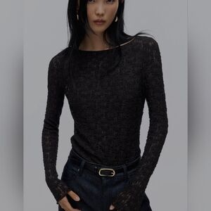 Dark Brown Lace-look Top